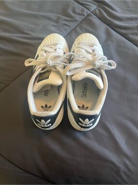 adidas Kids White and Black Classic Shell-Toe Sneakers